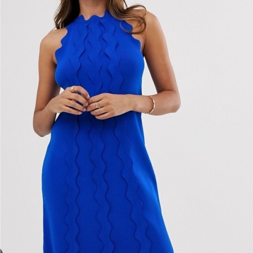 Ted Baker Royal Blue Wavy Midi Dress